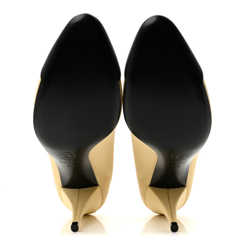Lambskin Pumps 37 Light Beige Black