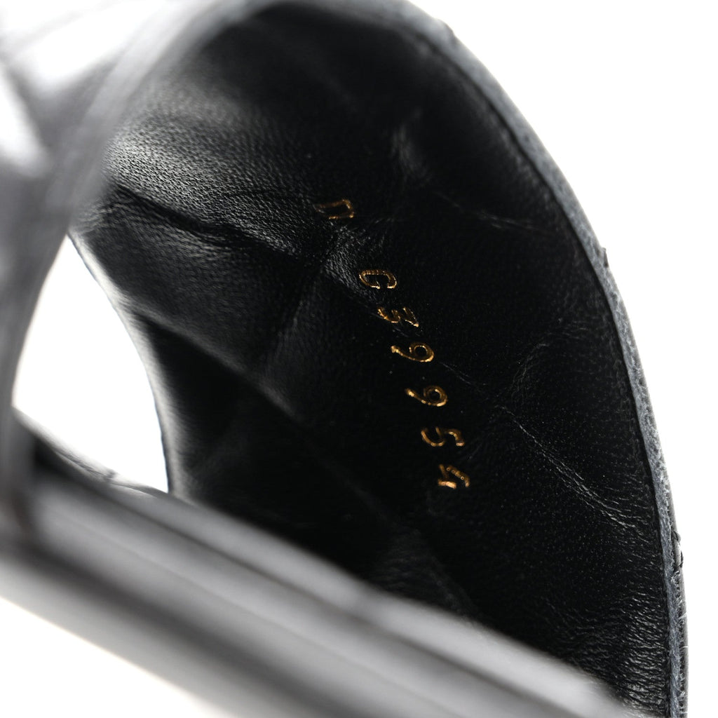 Shiny Goatskin Quilted CC Mules Sandals 39.5 Black