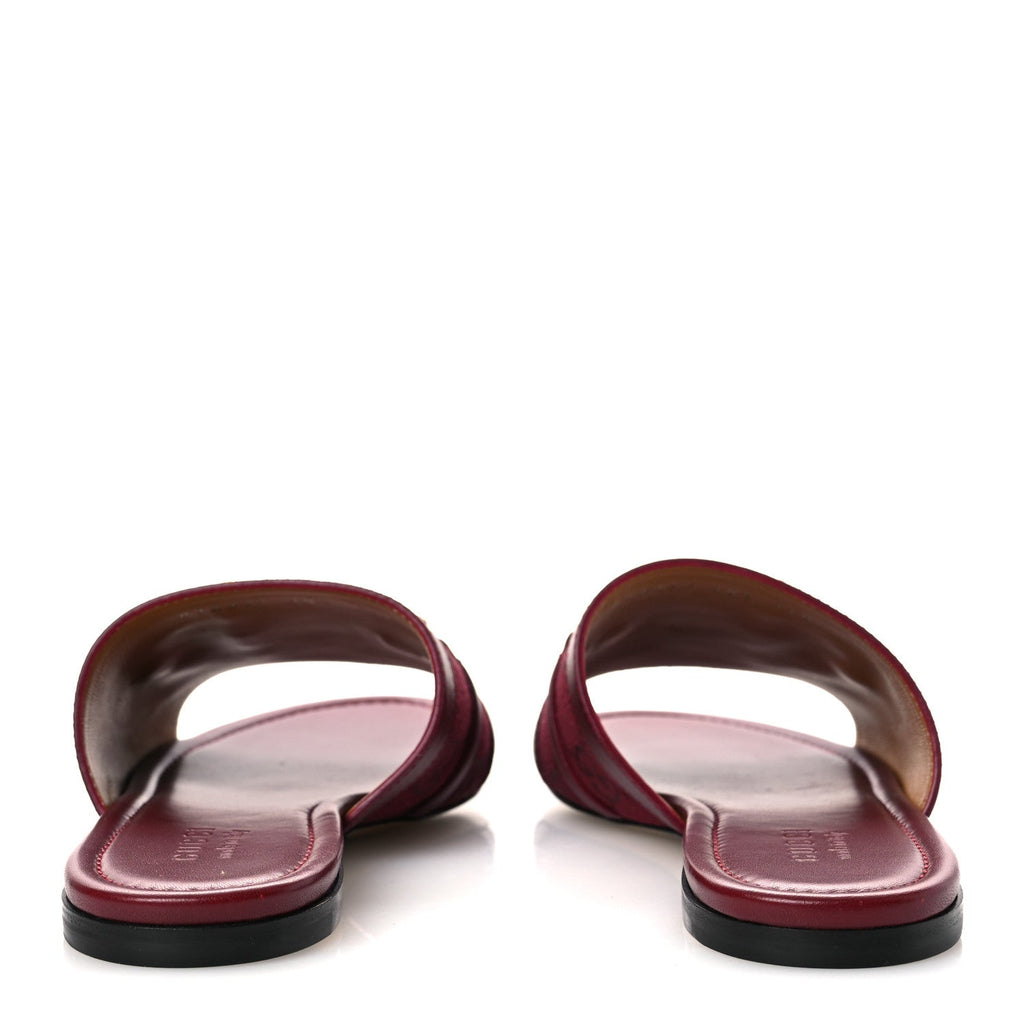 Calfskin Monogram Horsebit Womens Slide Sandals 38.5 Rosso Ancora