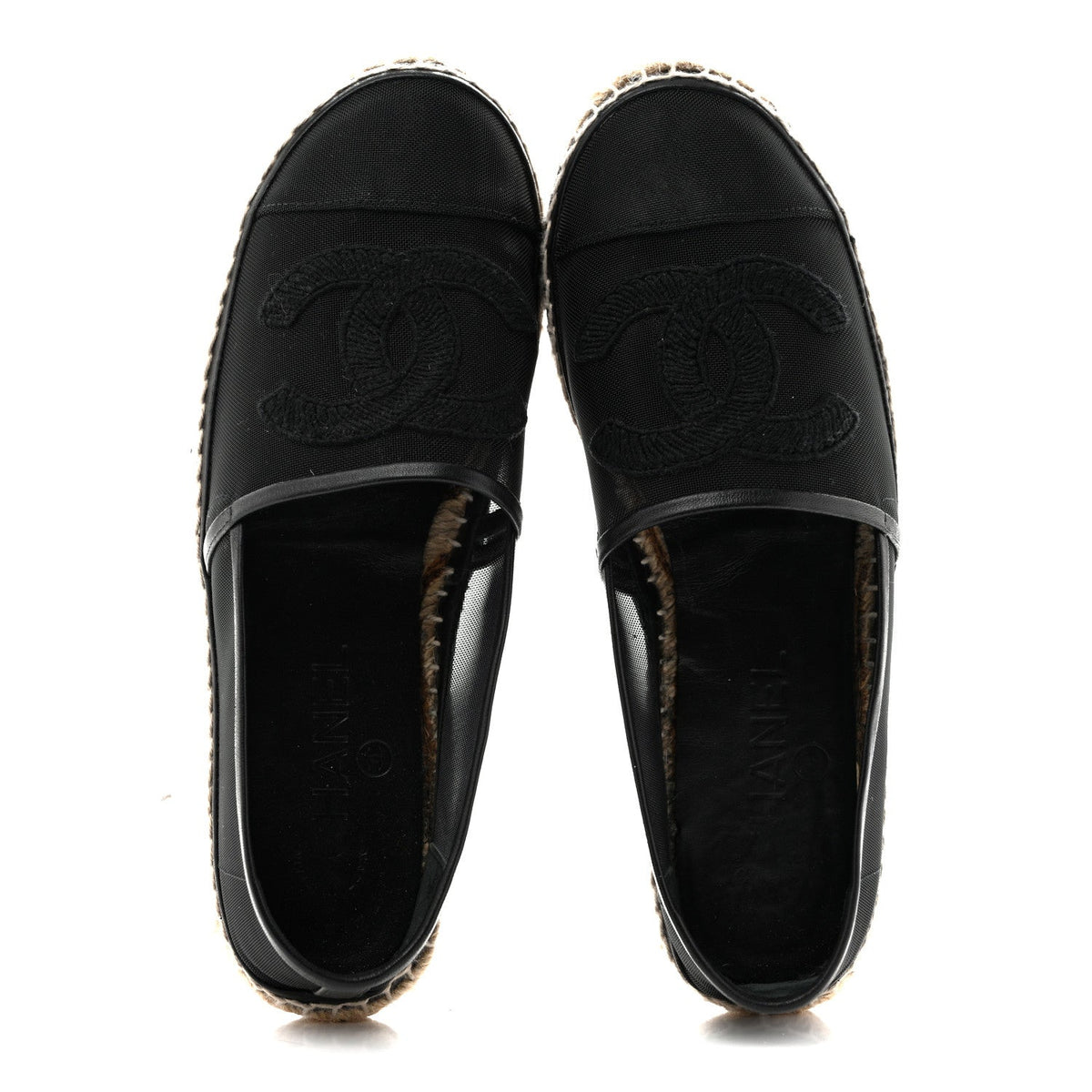 Mesh Grosgrain CC Espadrilles 38 Black