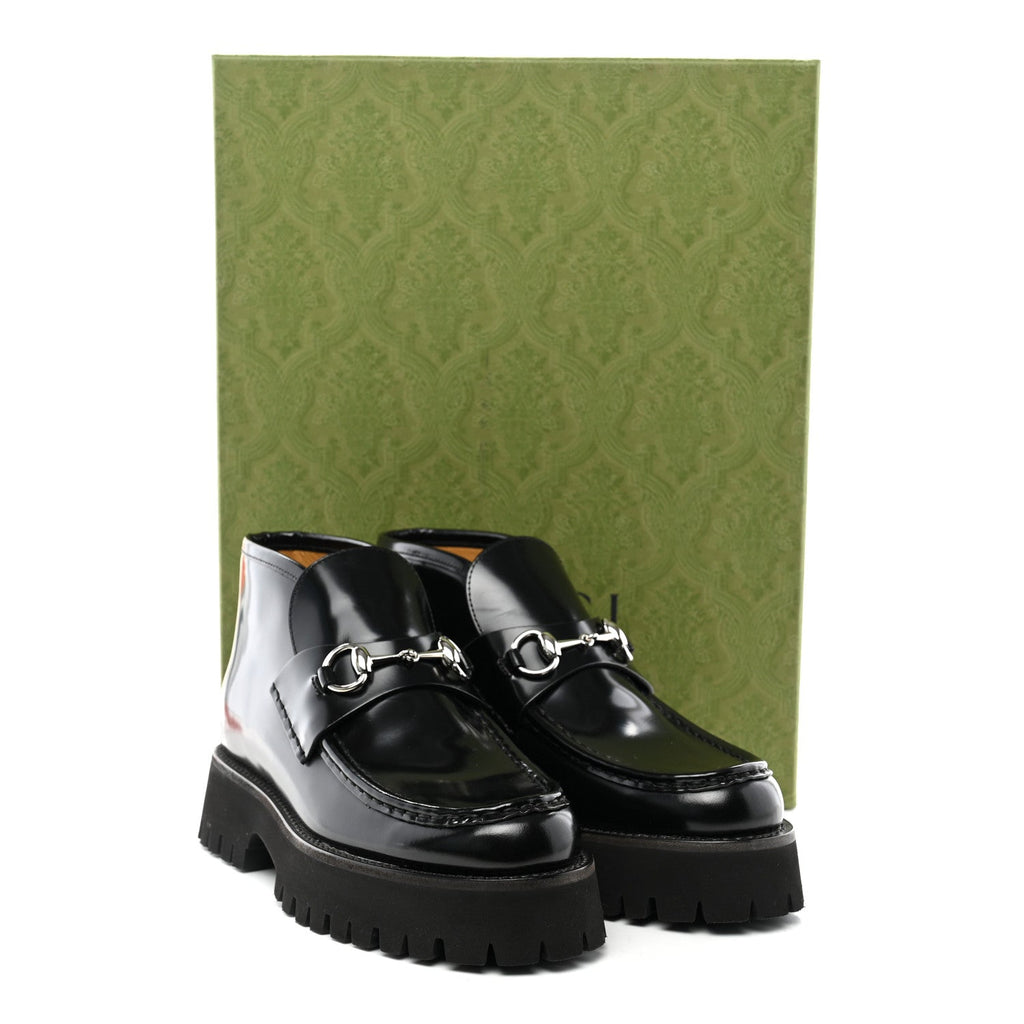 Cordovan Lux Womens Horsebit Platform Ankle Boots 38.5 Black