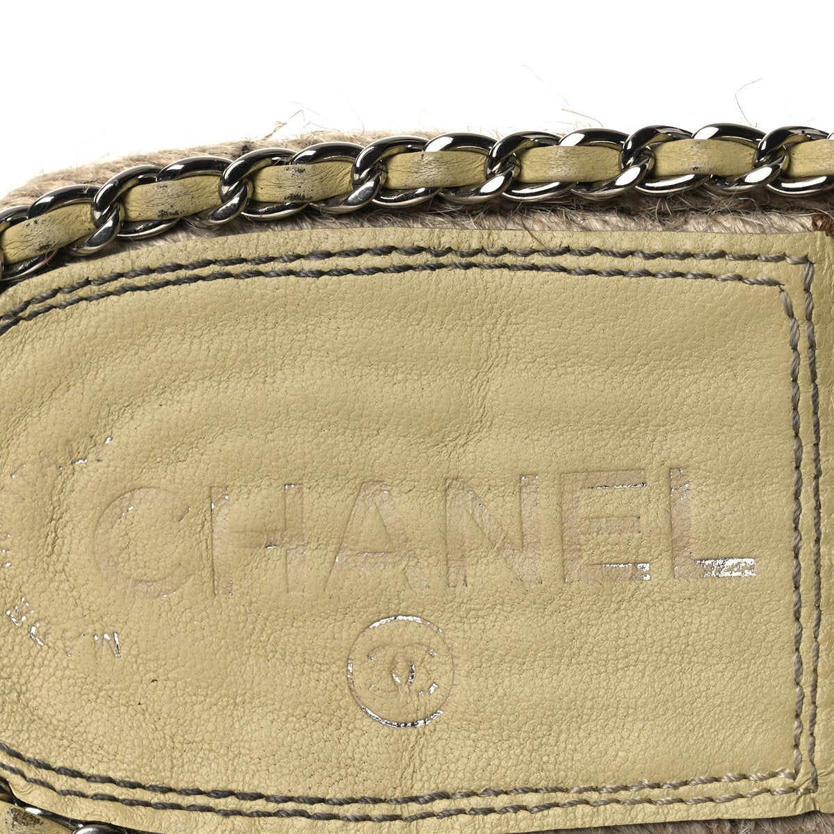 Lambskin Quilted CC Chain Espadrille Mules 38 White