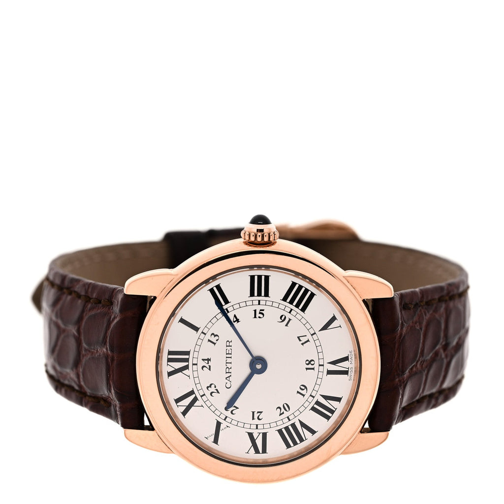 Stainless Steel 18K Pink Gold Alligator 29mm Ronde Solo Quartz Watch Brown