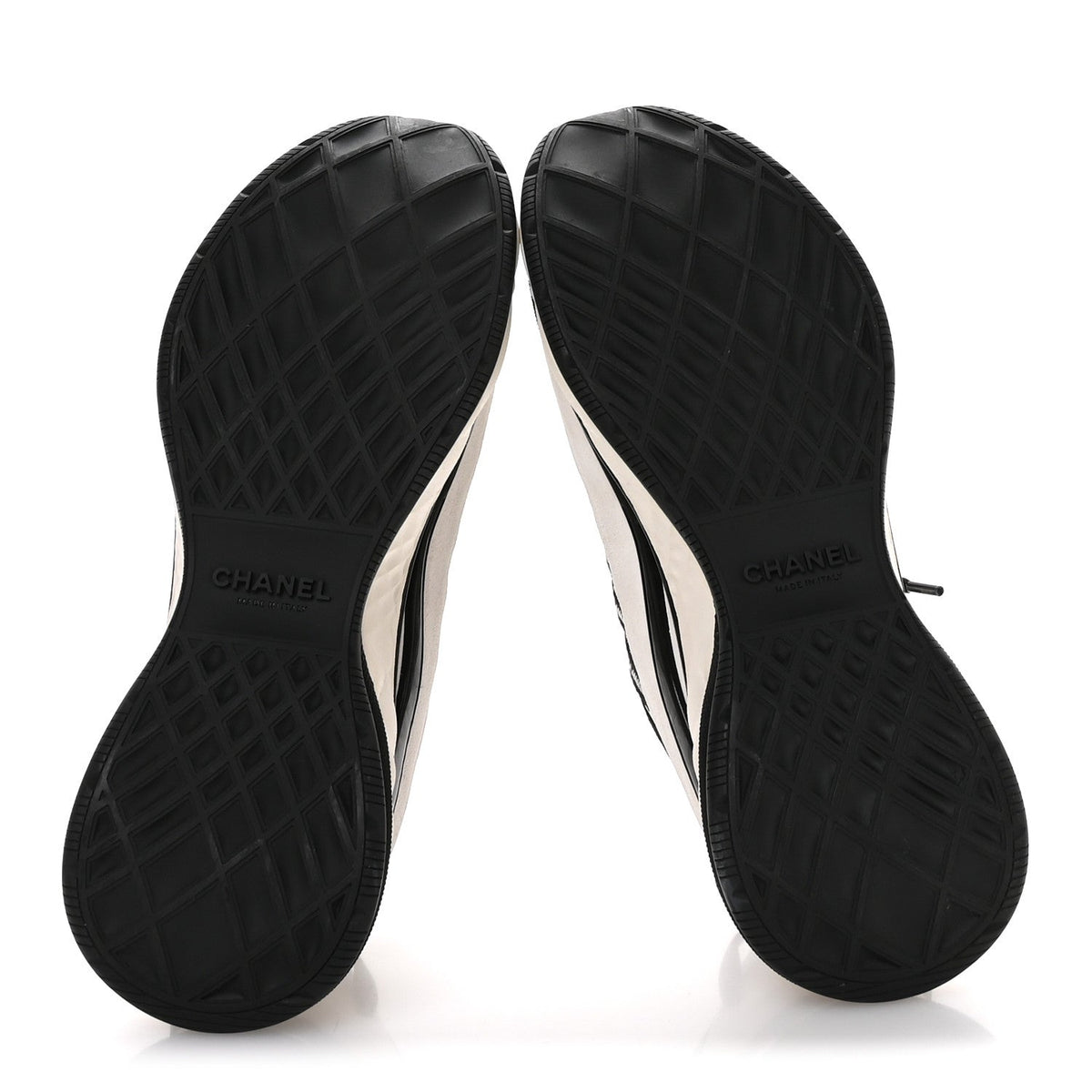 Fabric Suede Calfskin Sneakers 38 White Black