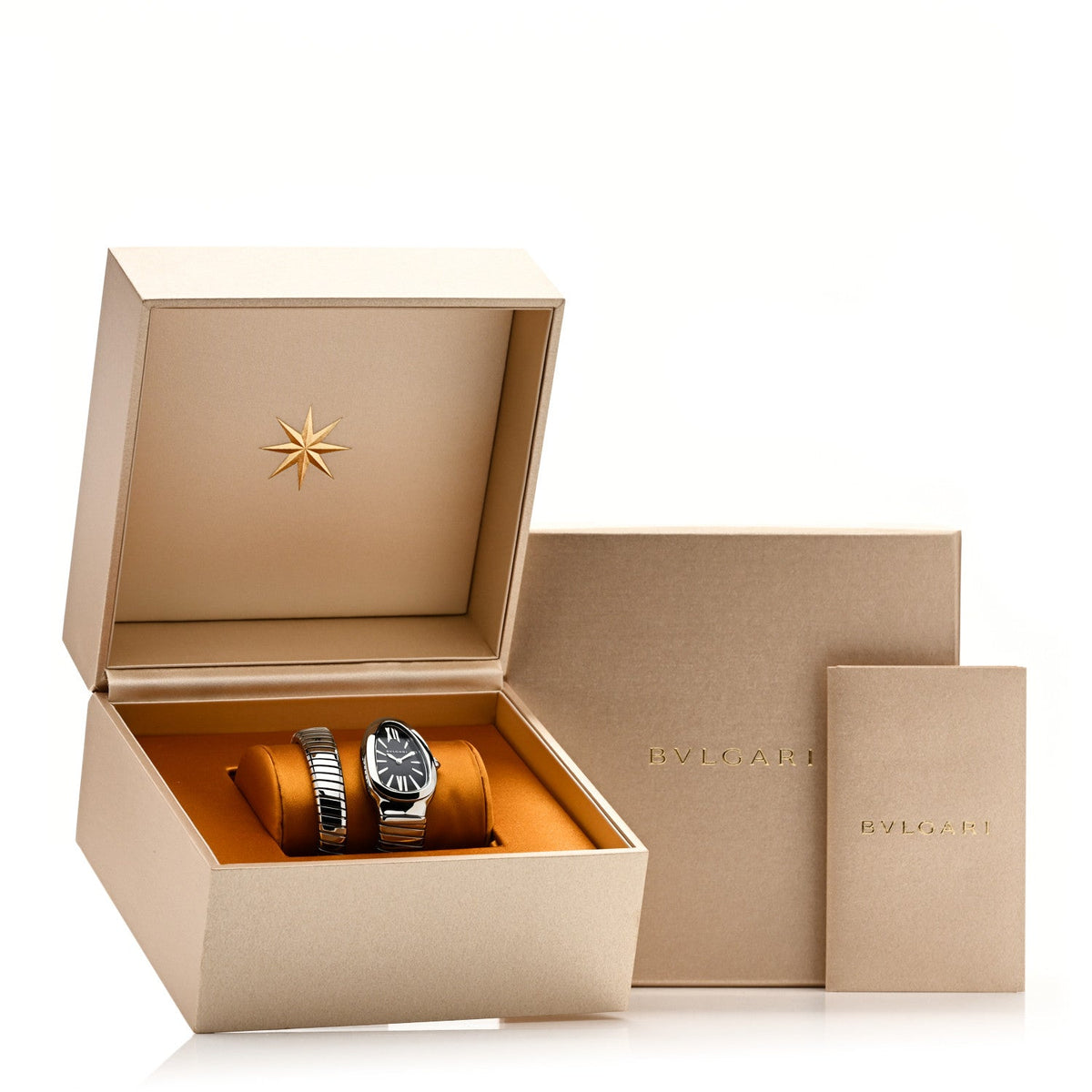 Stainless Steel 35mm Serpenti Tubogas Quartz Watch Black
