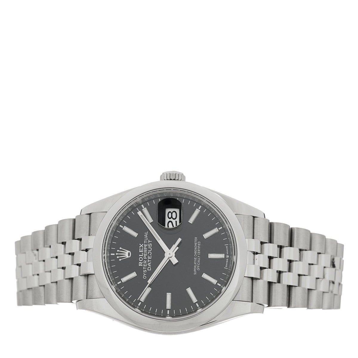 Stainless Steel 36mm Oyster Perpetual Datejust Watch Bright Black 126200