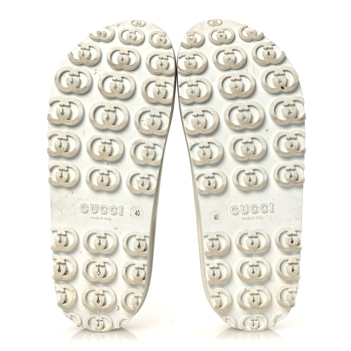 Soft Rubber Womens Interlocking G Platform 42mm Slide Sandals 40 Off White