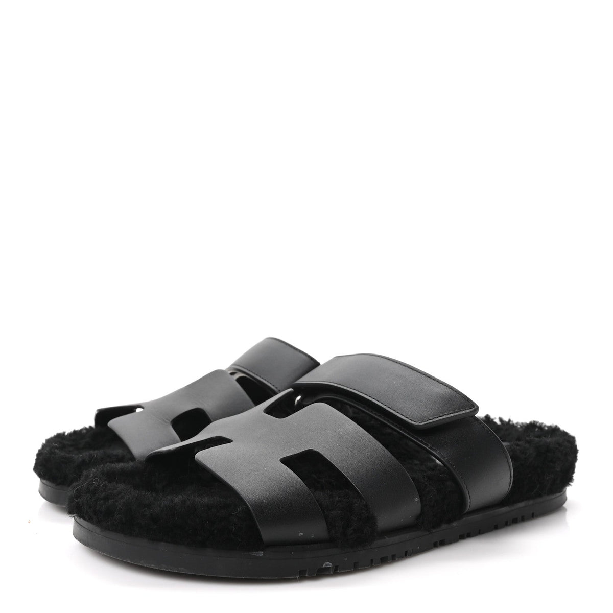 Calfskin Woolskin Womens Chypre Sandals 39 Black
