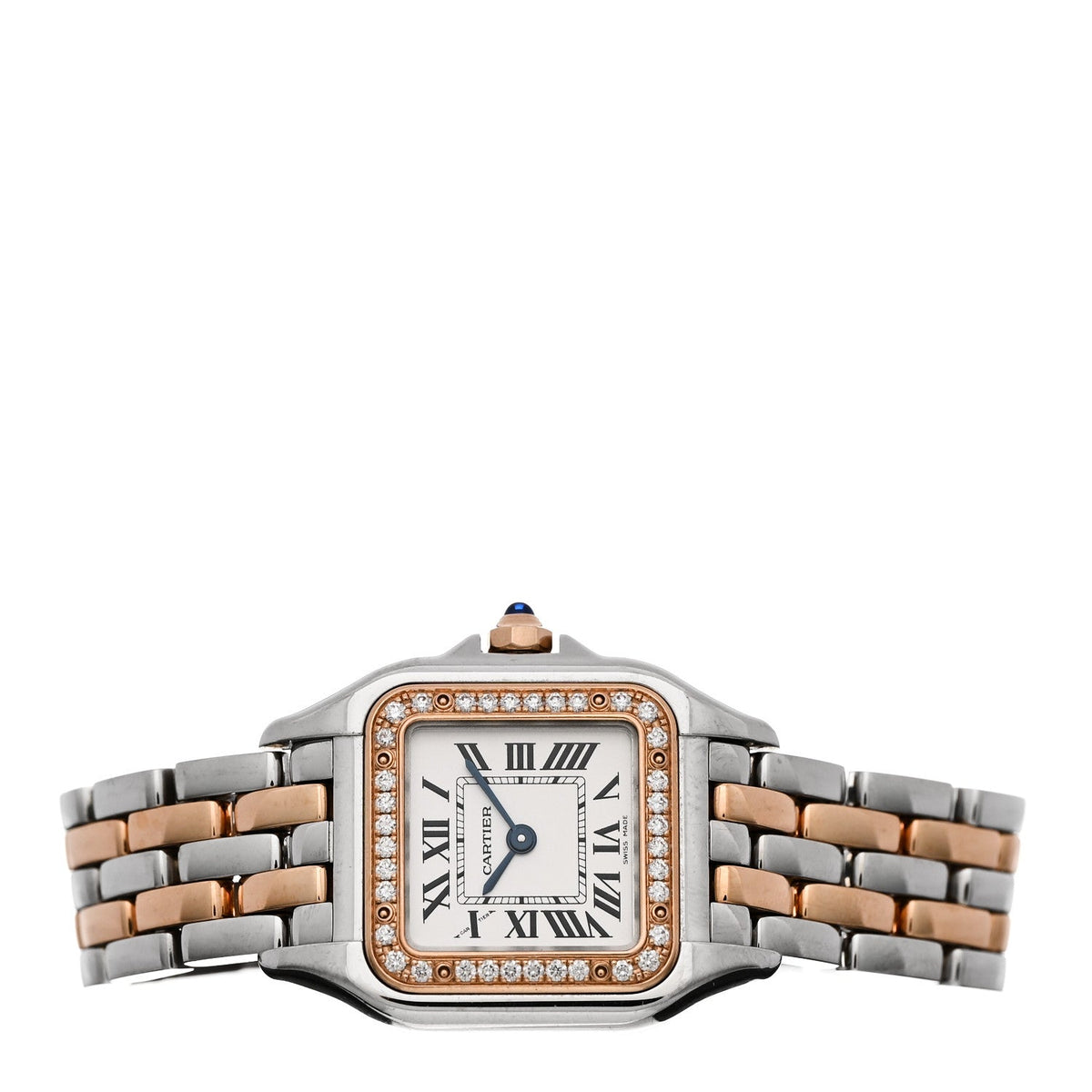 Stainless Steel 18K Pink Gold Diamond 22mm Panthere Quartz Watch