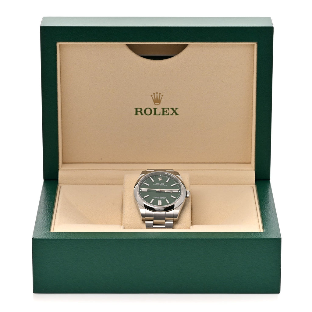 Stainless Steel 41mm Oyster Perpetual Watch Green 124300