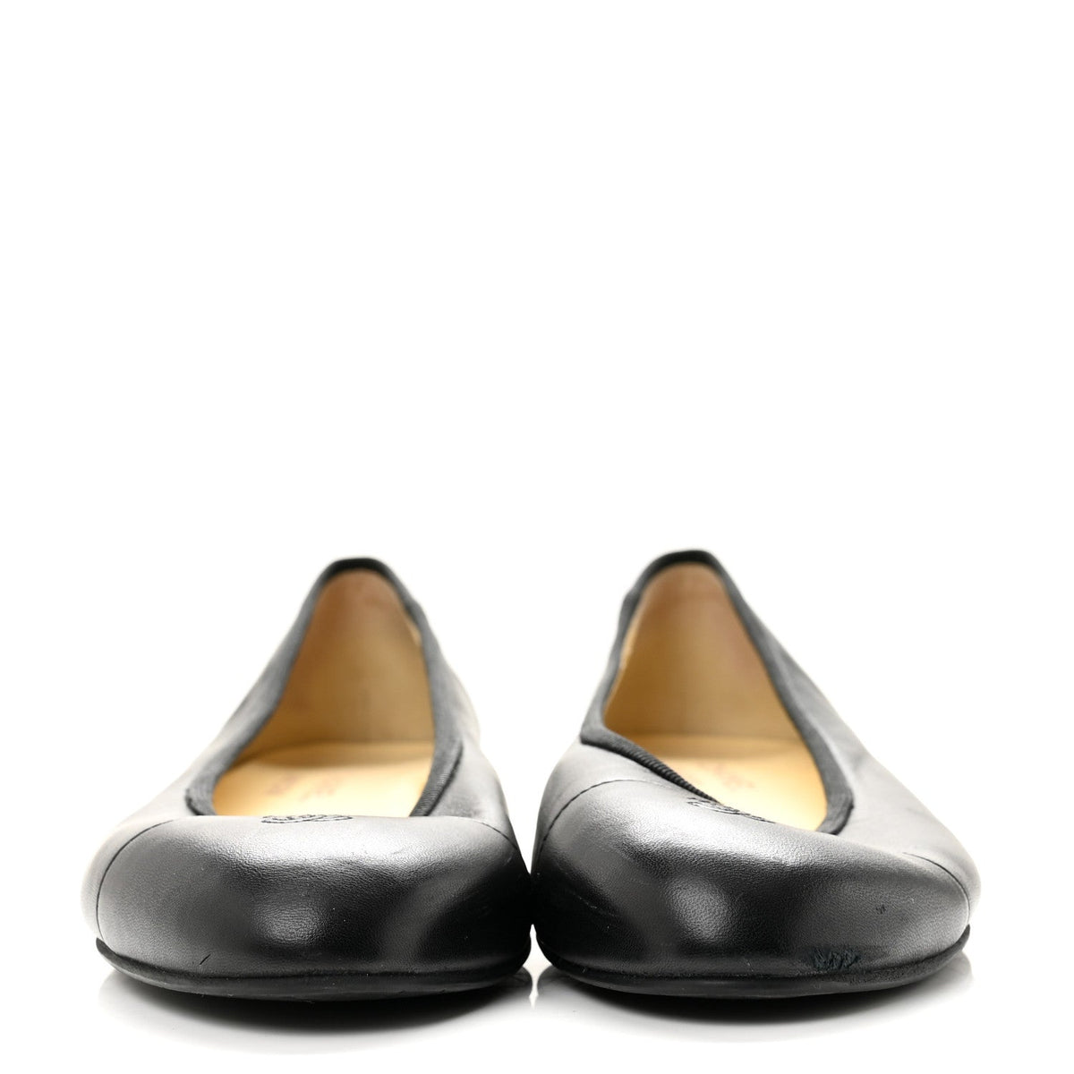 Lambskin Cap Toe CC Uniform Ballerina Flats 39 Black