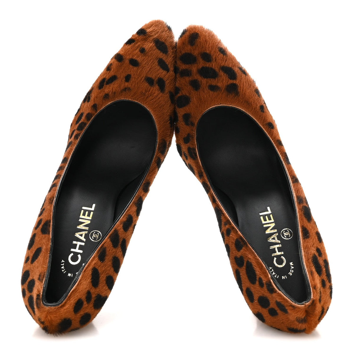 Pony Hair Lambskin Pumps 40 Brown Black