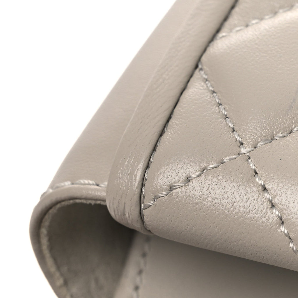 Lambskin Quilted Turnlock Flat Mules 39.5 Light Gray