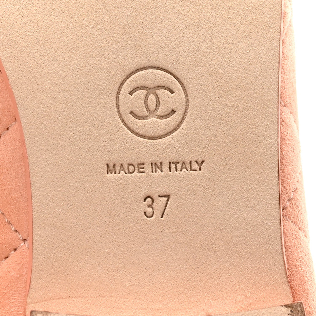 Suede Quilted Cap Toe CC Ballerina Flats 37 Light Orange