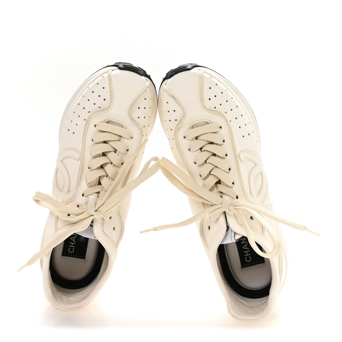 Calfskin Perforated CC Sneakers 38 White