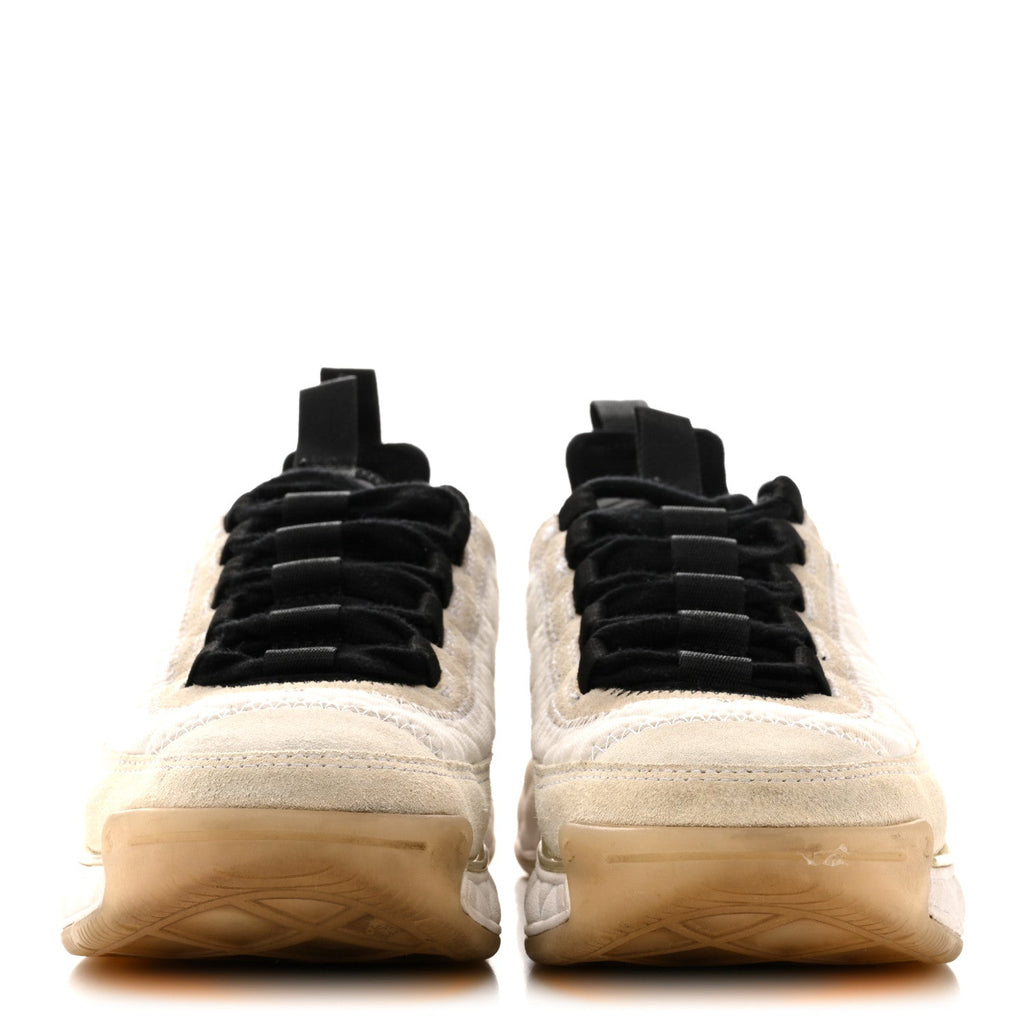 Velvet Calfskin Mixed Fibers CC Sneakers 36 Ivory Black