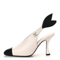 Lambskin Slingback Pumps 36.5 White Black