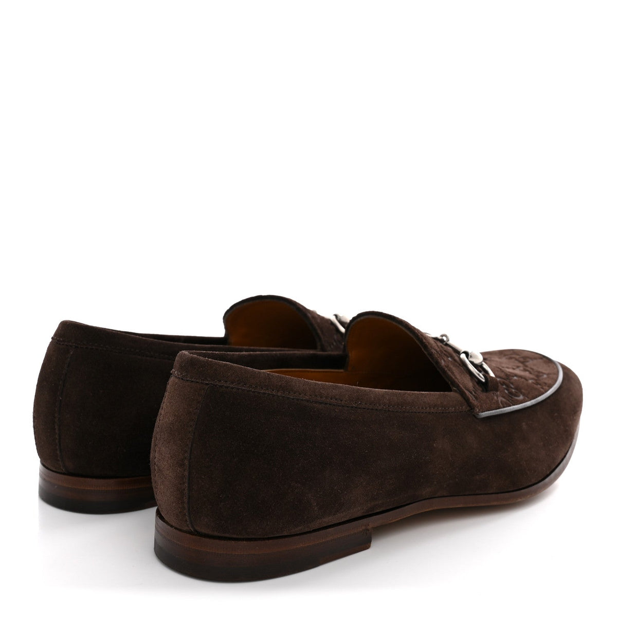 Luxury Suede GG Monogram Horsebit Mens Jordy Loafers 8 Night Cocoa
