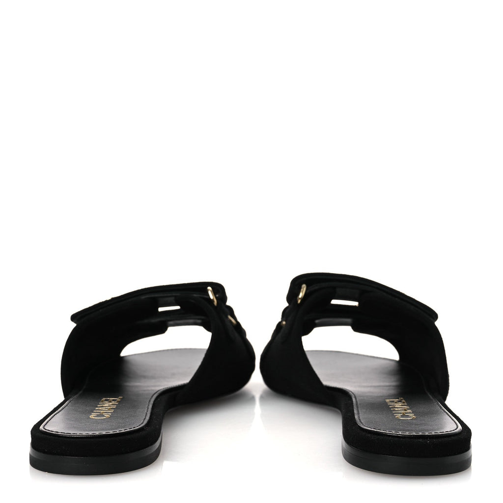 Suede Kidskin Velcro Crystal CC Mules 38.5 Black 39.5 Black