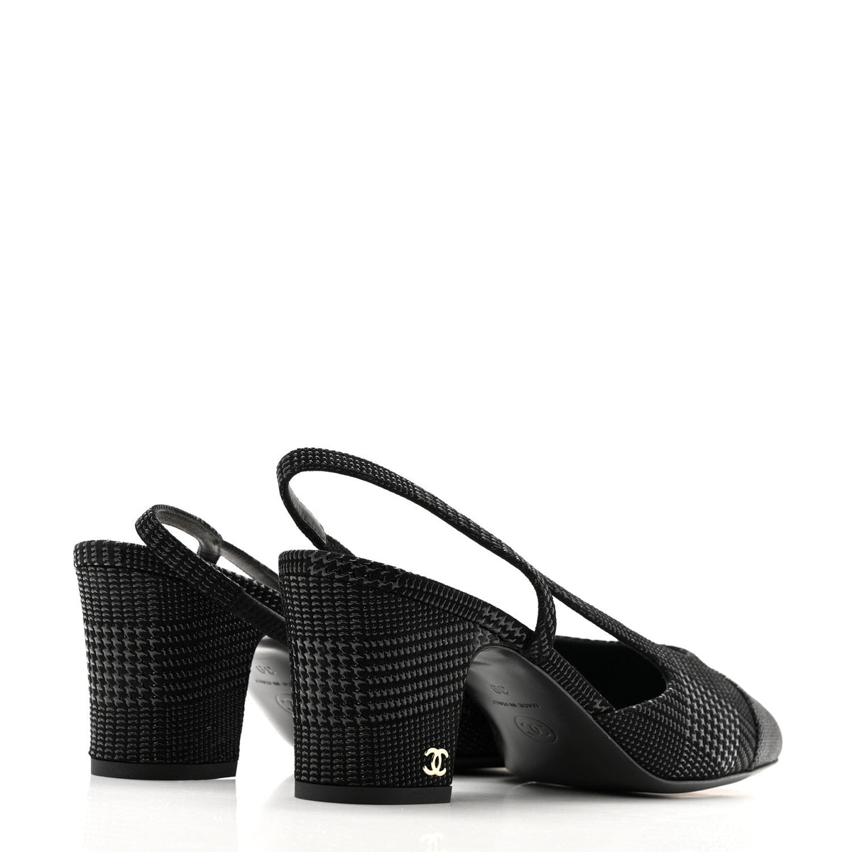 Suede Kidskin Cap Toe CC Slingback Pumps 39 Black