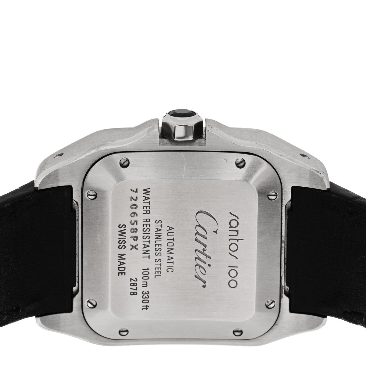 Stainless Steel Alligator 33mm Santos 100 Automatic Watch