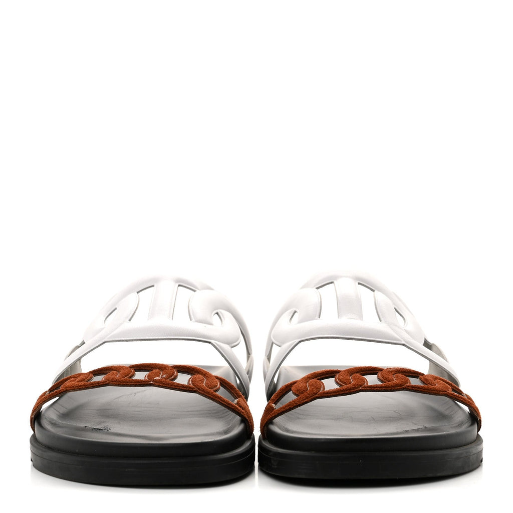 Suede Goatskin Nappa Extra Sandals 41 White Gold