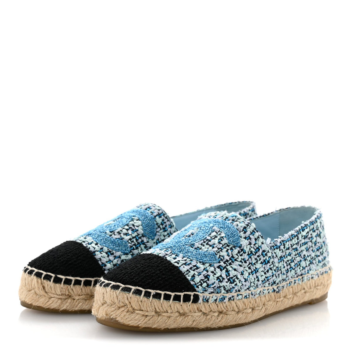 Tweed CC Espadrilles 36 Navy Blue Green Blue