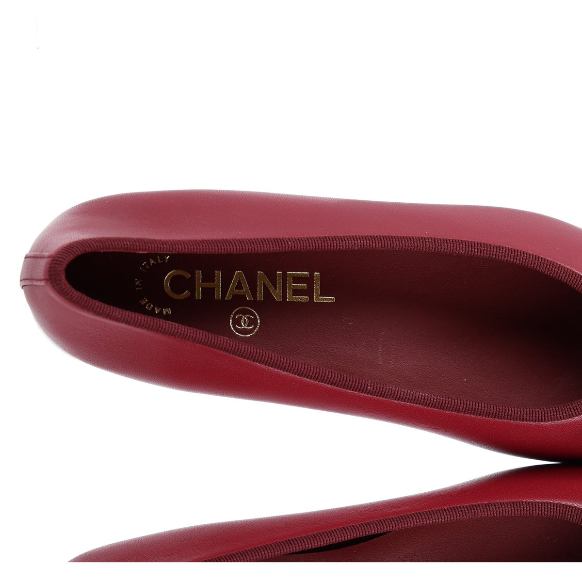 Lambskin Cap Toe CC Ballerina Flats 36.5 Burgundy Black