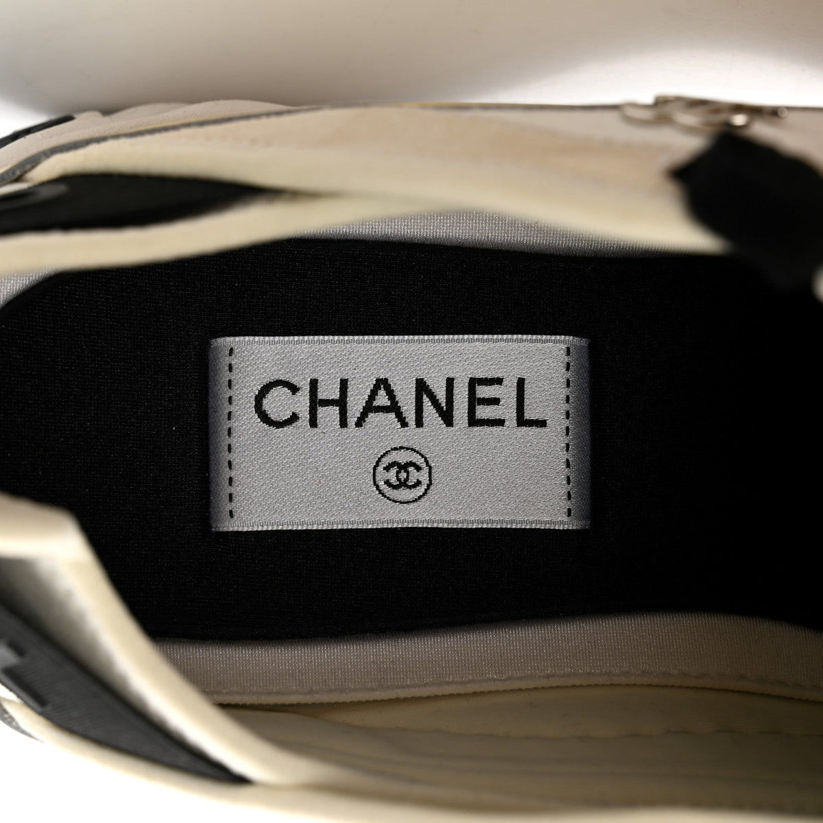 Velvet Calfskin Mixed Fibers Mens CC Sneakers 43 Ivory Black