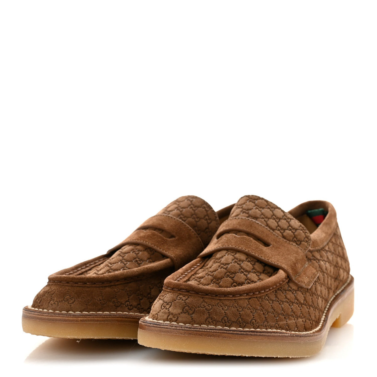 Luxury Suede Microguccissima Mens Loafers 9.5 Nocciola