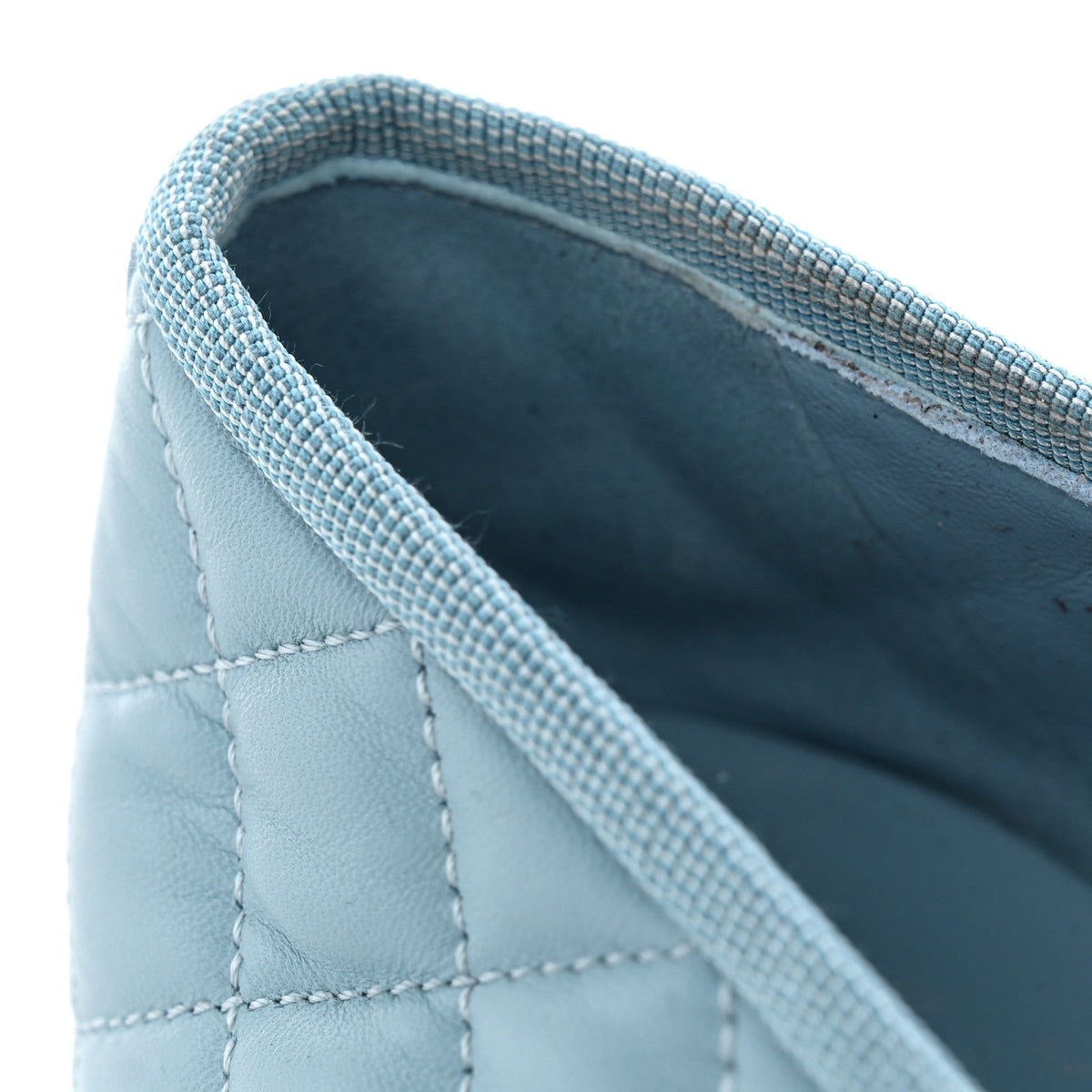 Lambskin Quilted CC Cap Toe Ballerina Flats 38.5 Blue