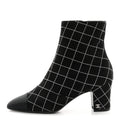 Suede Goatskin Grosgrain CC Short Boots 37.5 Black Silver