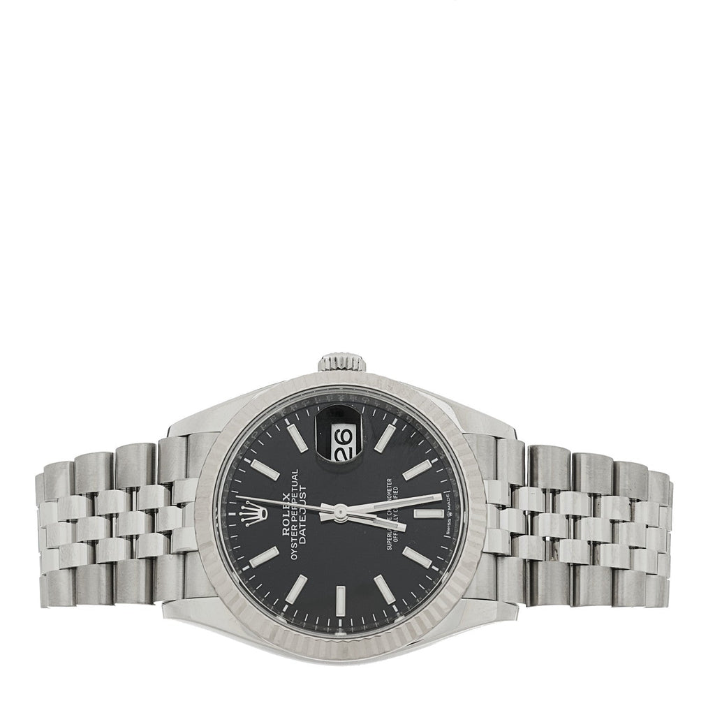 Stainless Steel 18K White Gold 36mm Oyster Perpetual Datejust Watch Bright Black 126234