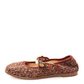 Wool Tweed Mary Jane Flats 37.5 Brown Red Dark Blue