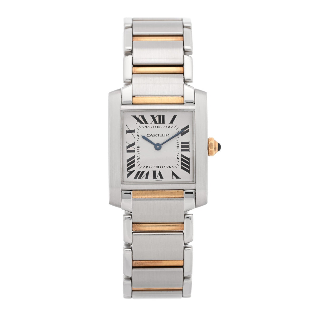 Stainless Steel 18K Yellow Gold 25mm Tank Francaise Quartz Watch