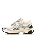 Fabric Laminated Calfskin Stretch CC Womens Sneakers 36 White Silver