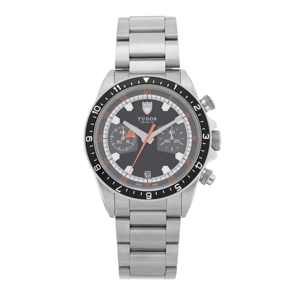 Stainless Steel 42mm Heritage Chrono Automatic Watch Black 70330N
