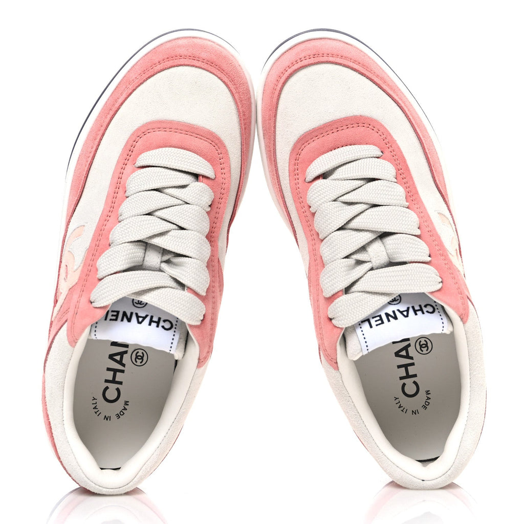 Suede Kidskin Womens CC Sneakers 35.5 White Pink