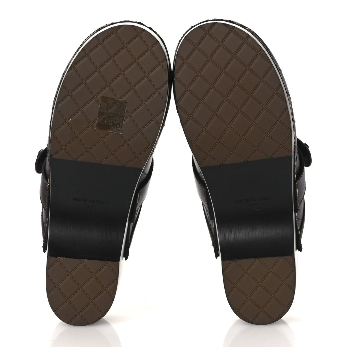Calfskin CC Turn Lock Clogs 36 Dark Brown