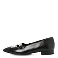 Shiny Lambskin Grosgrain Pearl Mary Jane Flats 37 Black