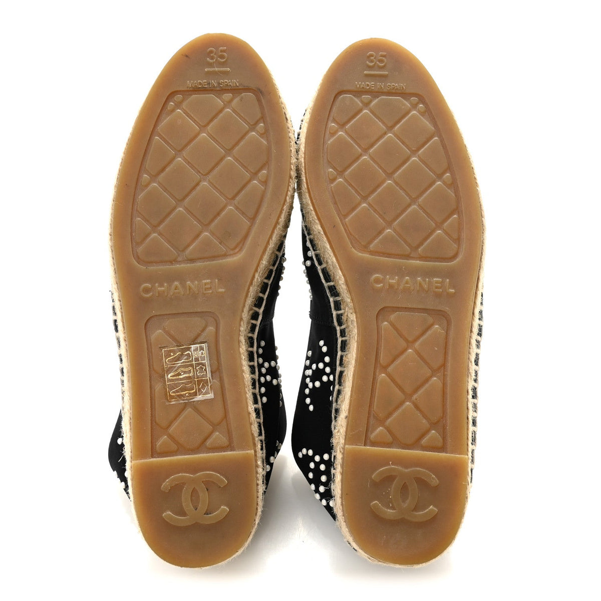 Neoprene Patent Calfskin Pearl CC Espadrilles 35 Black White
