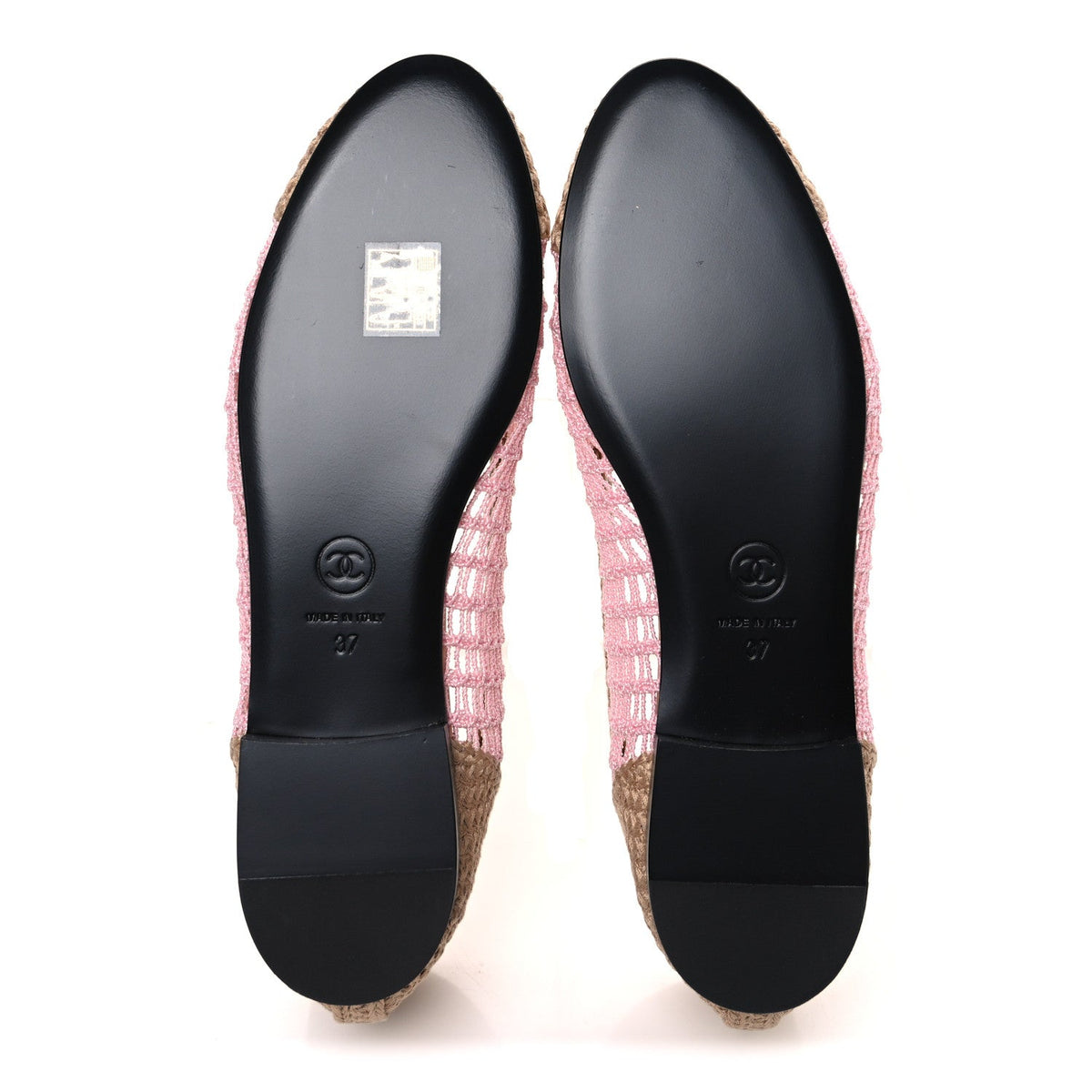 Raffia Cap Toe Ballerina Flats 37 Pink Beige