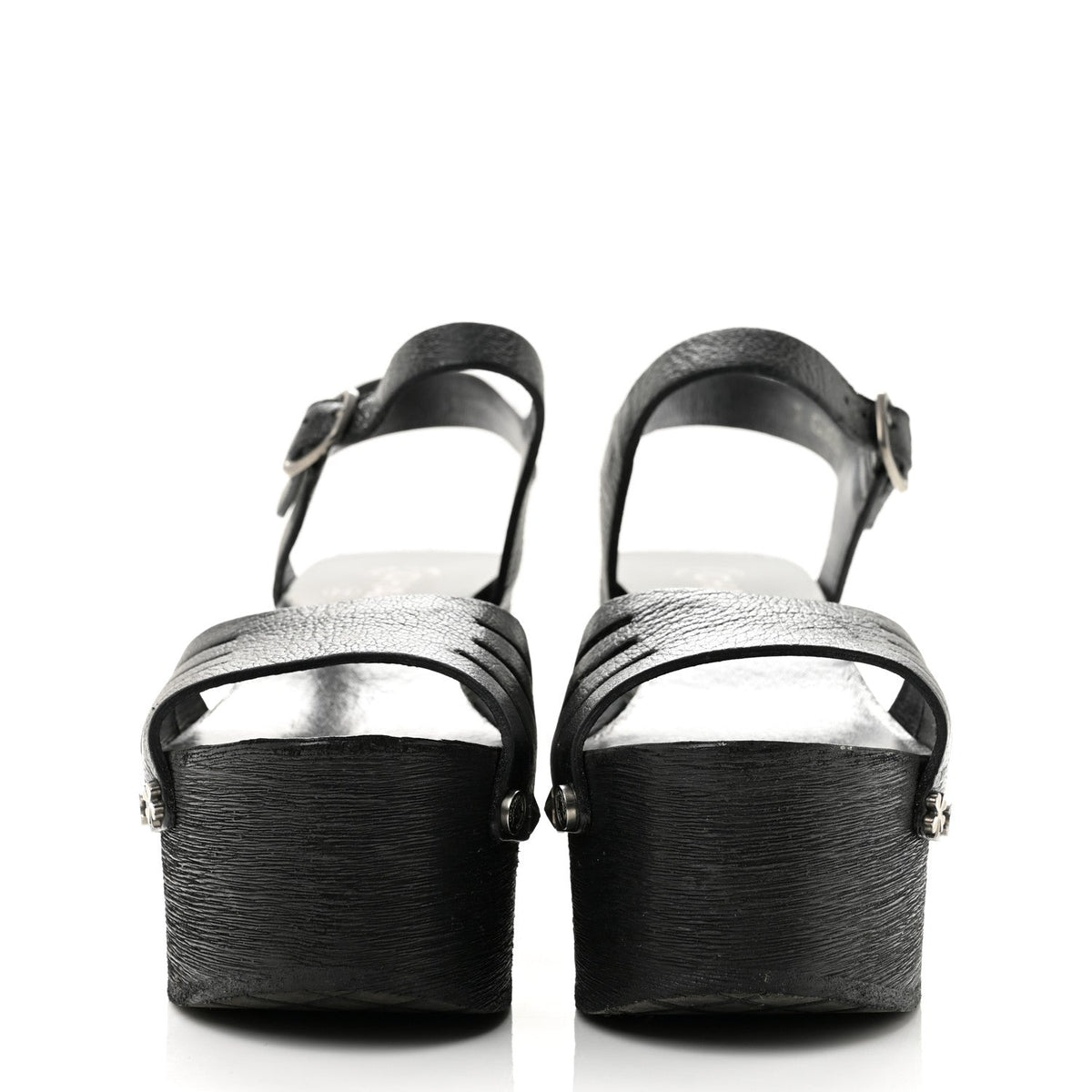 Goatskin Studded Platform Sandals 35 Black