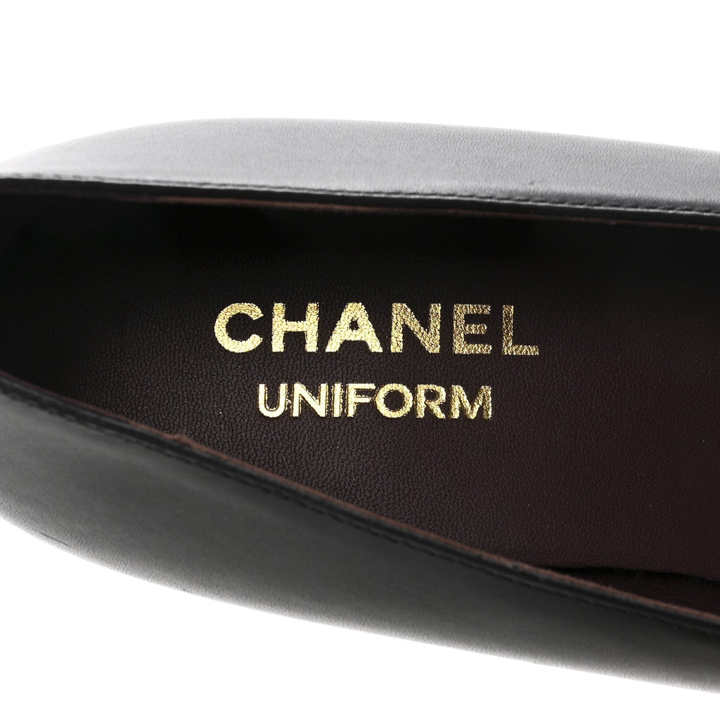 Lambskin Cap Toe Ballerina Flats 38.5 Black