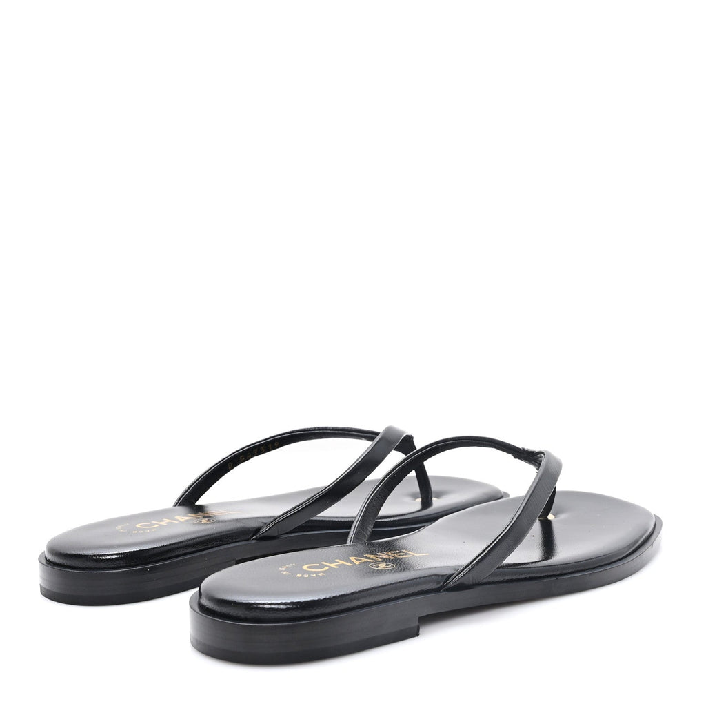 Goatskin CC Times Square Thong Sandals 37 Black