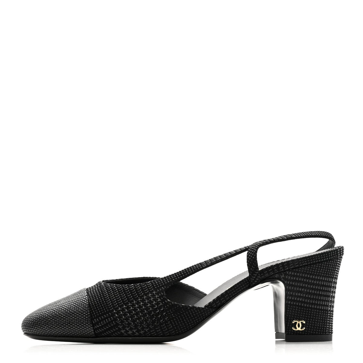 Suede Kidskin Cap Toe CC Slingback Pumps 39 Black