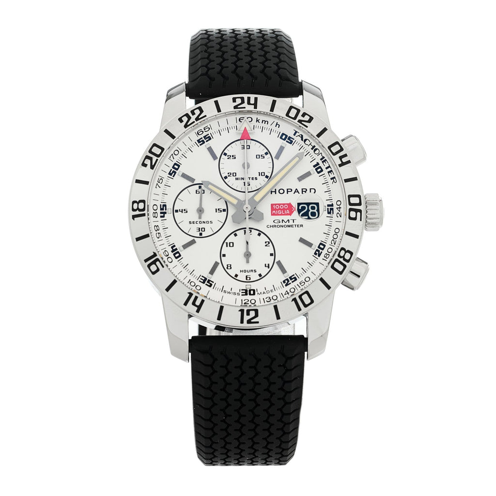 Stainless Steel Rubber 42mm Mille Miglia Chronograph Automatic Watch White