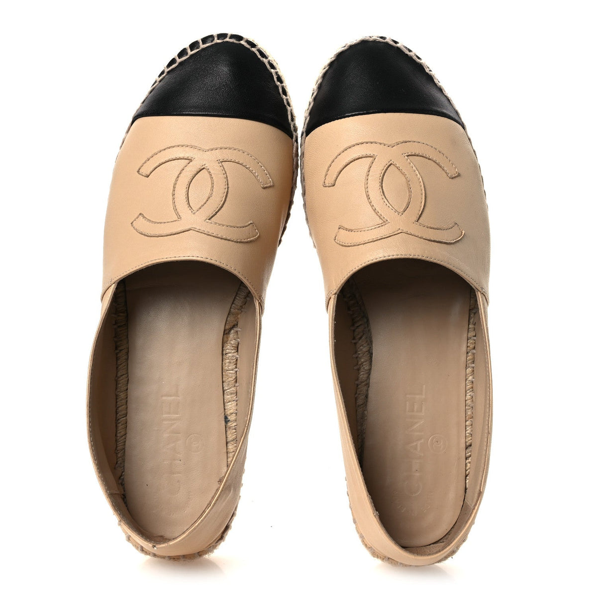 Lambskin CC Espadrilles 40 Beige Black