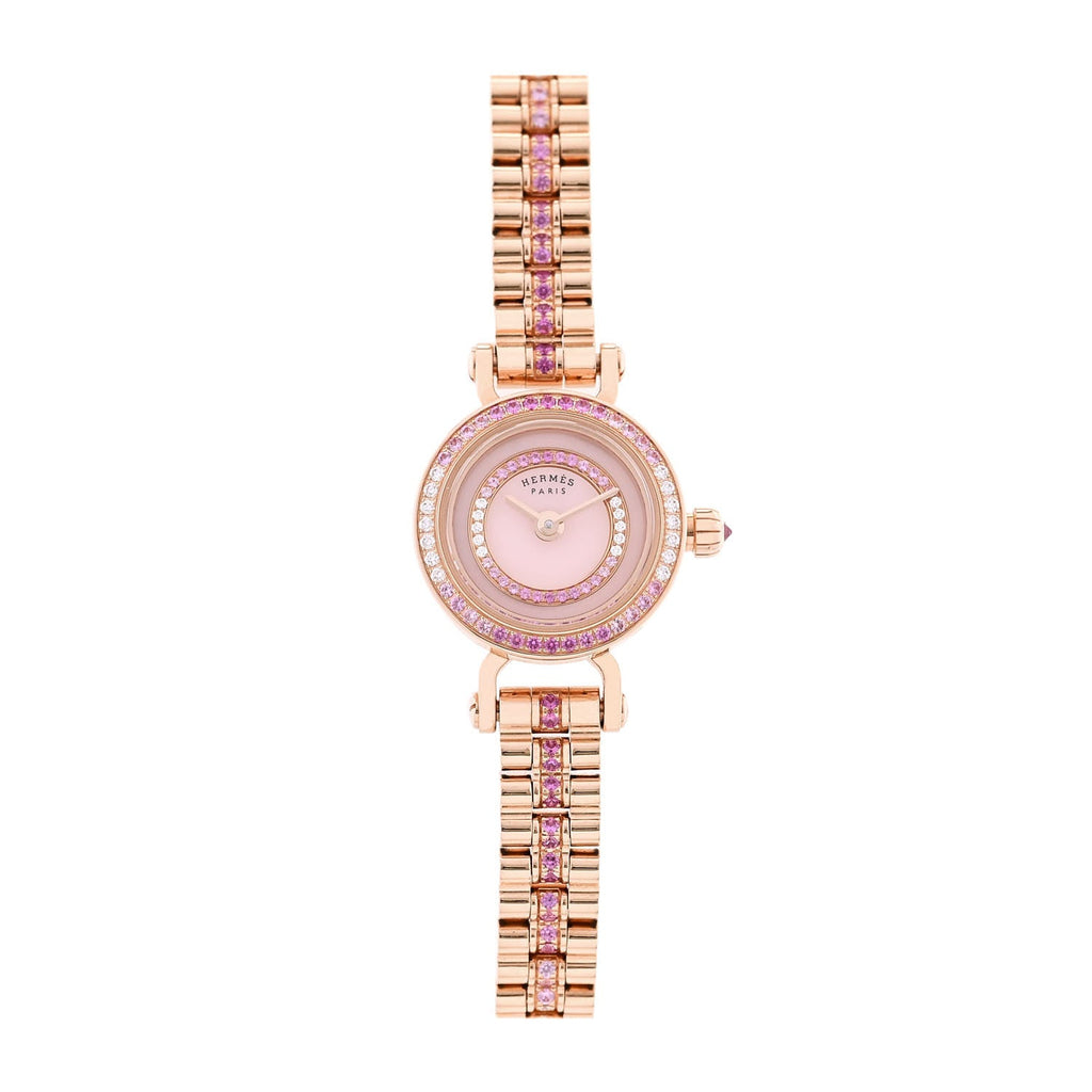 18K Rose Gold Diamond Pink Sapphire 16mm Faubourg Quartz Watch