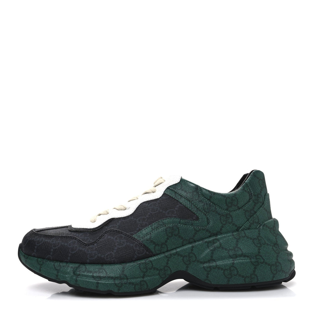 GG Supreme Monogram Mens Rhyton Sneakers 8.5 Black Green